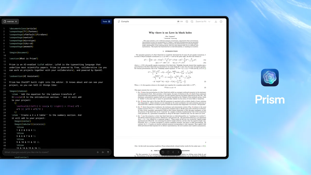OpenAI Rolls Out Prism to Help Scientists Write, Review, and Explore Research
