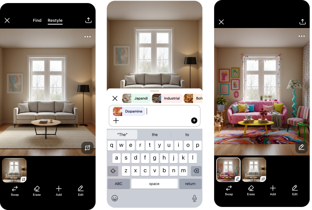 Pinterest Restyle Uses AI to Swap Furniture, Paint and Decor in Your Room